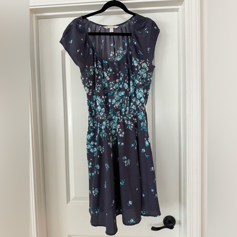 Lauren Conrad Blue and Purple Floral Dress